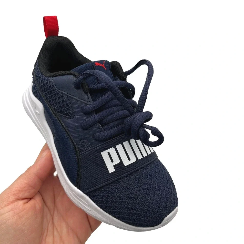 Puma Youth Boys Running Shoes Size‎ 2 Navy Blue Lightweight Lace Up Sneakers
